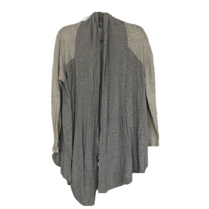 lucky lotus grey and white oversized knit cardigan sweater